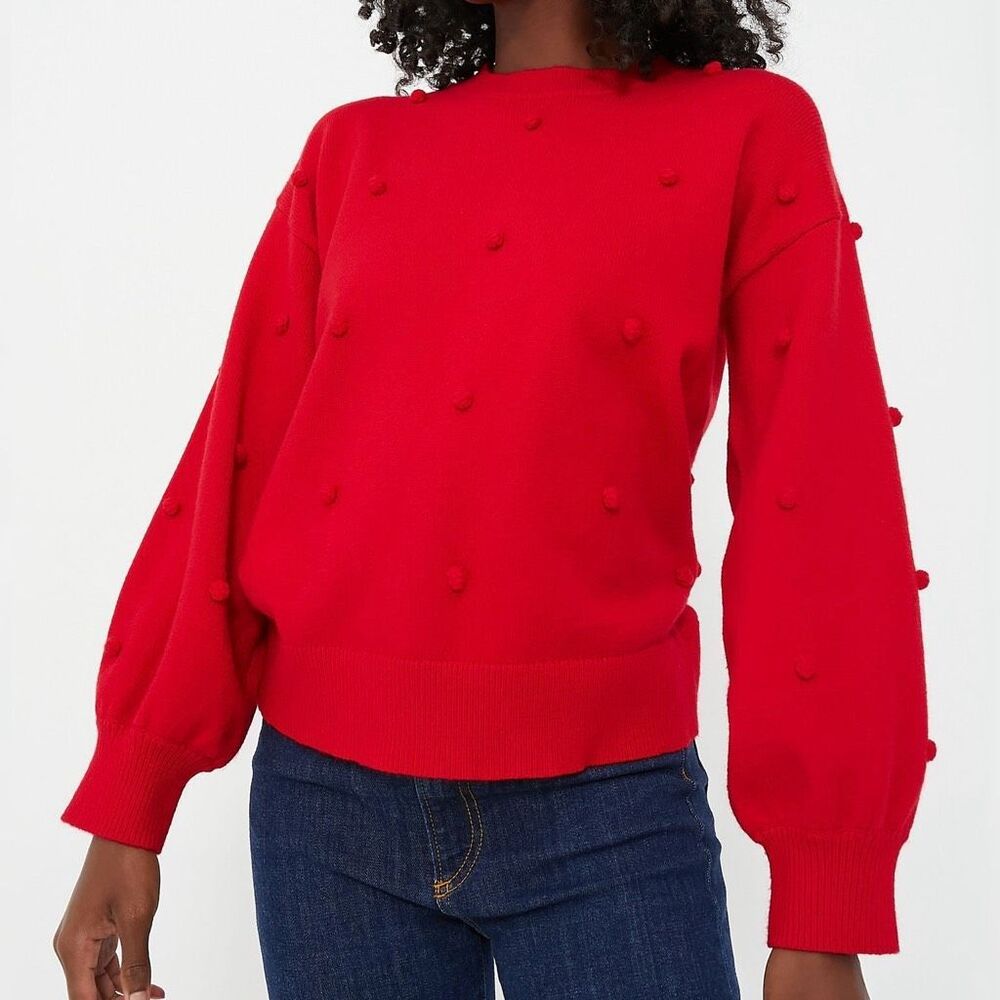 Tuckernuck Red Pom-Pom Crewneck Sweater
